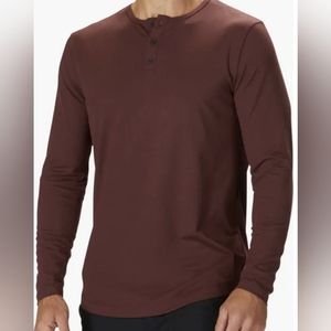 Cuts Clothing long sleeve Henley in burgundy with elongated crew curve hem